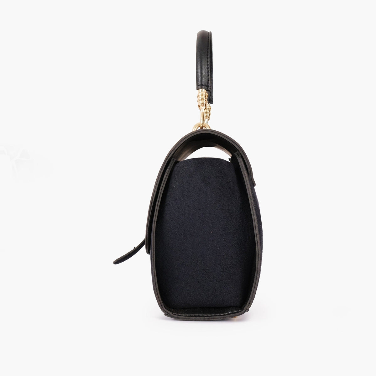Black suede chain strap handbag
