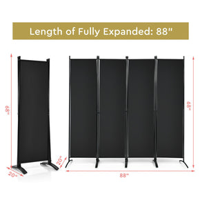 5.6 Feet 4 Panel Room Divider with Steel Frame