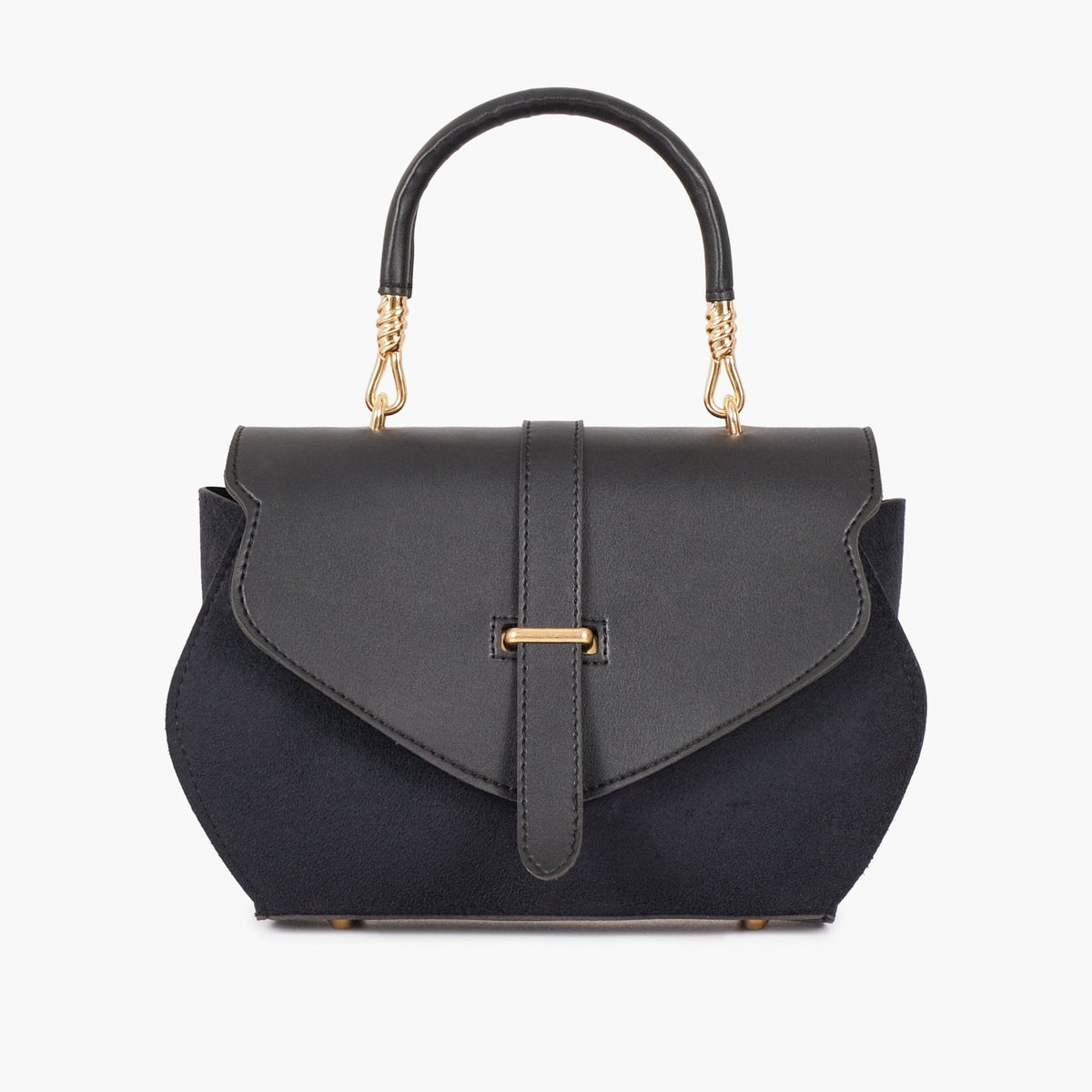 Black suede chain strap handbag