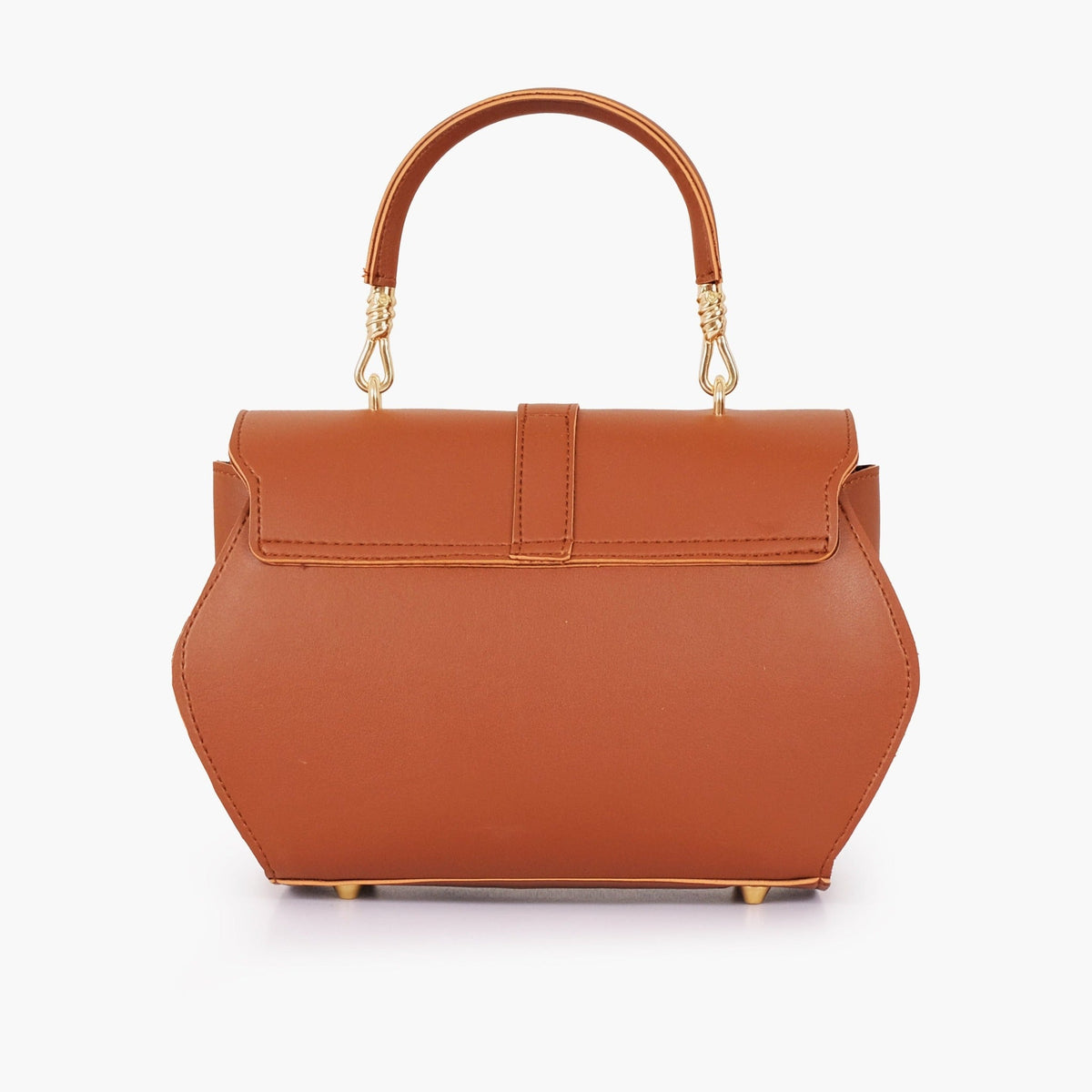 Brown curved top-handle chain handbag