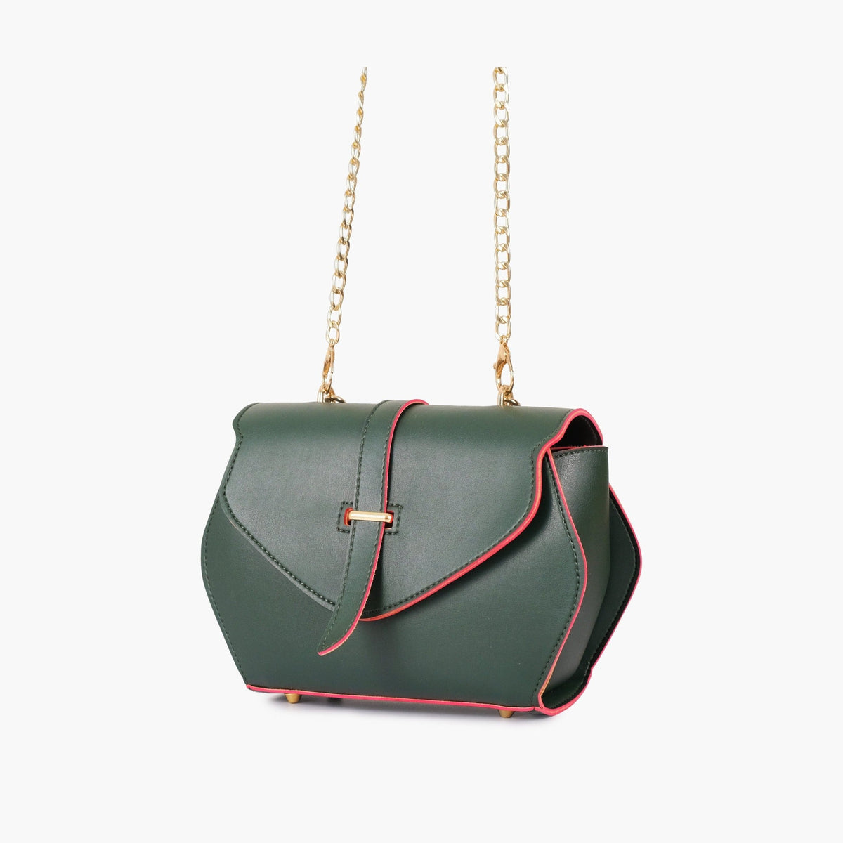 Green contrast-trim top-handle handbag