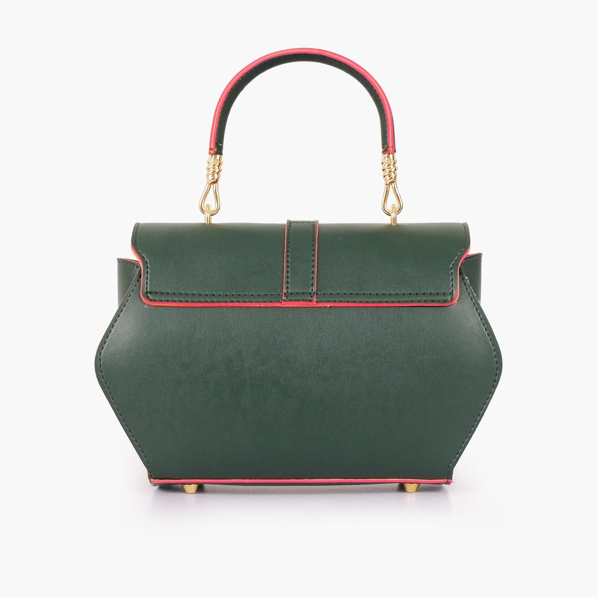 Green contrast-trim top-handle handbag