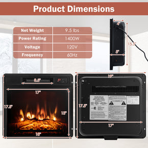 18/23 Inch Electric Fireplace Inserted with Adjustable LED Flame